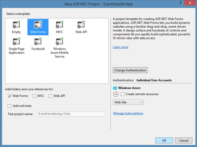 Web Forms Project Template